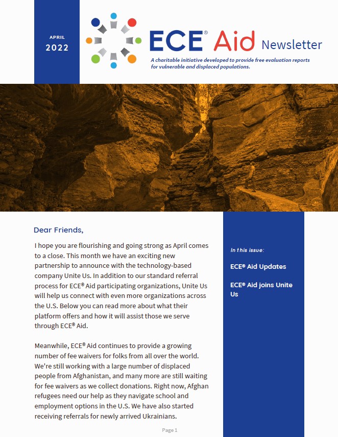 ECE Aid Newsletter April 2022
