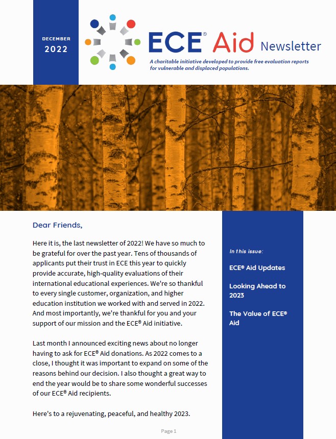 ECE Aid Newsletter December 2022