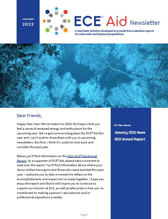 ECE Aid Newsletter January 2022