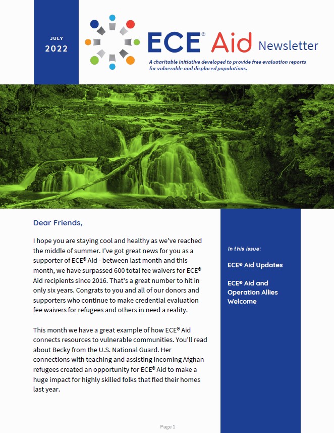 ECE Aid Newsletter July 2022