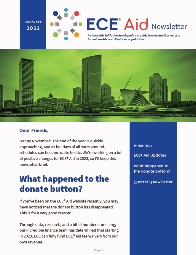 ECE Aid Newsletter November 2022