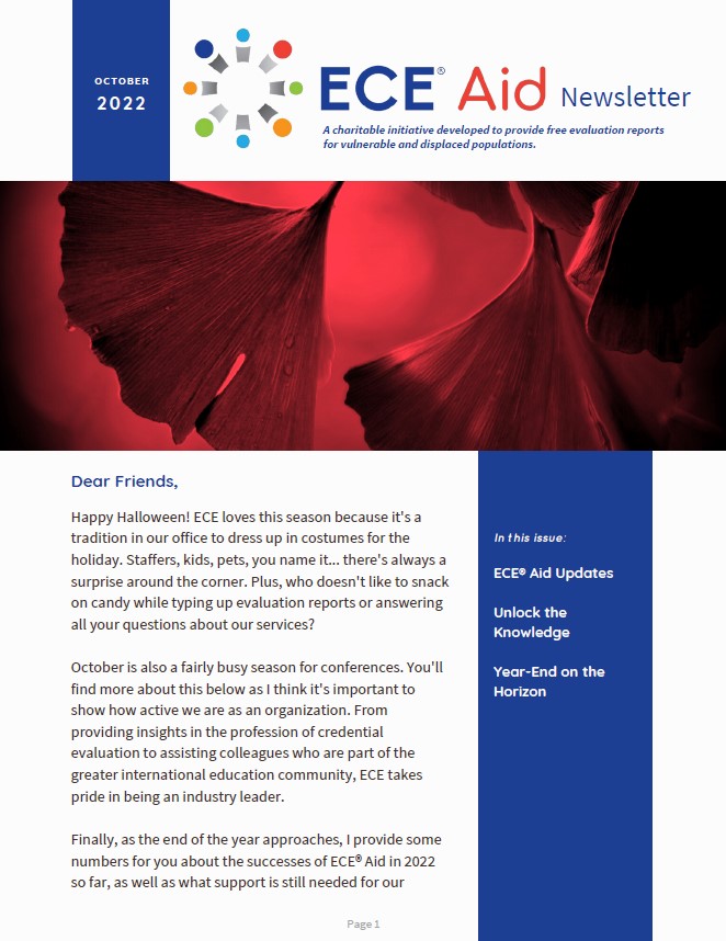 ECE Aid Newsletter October 2022