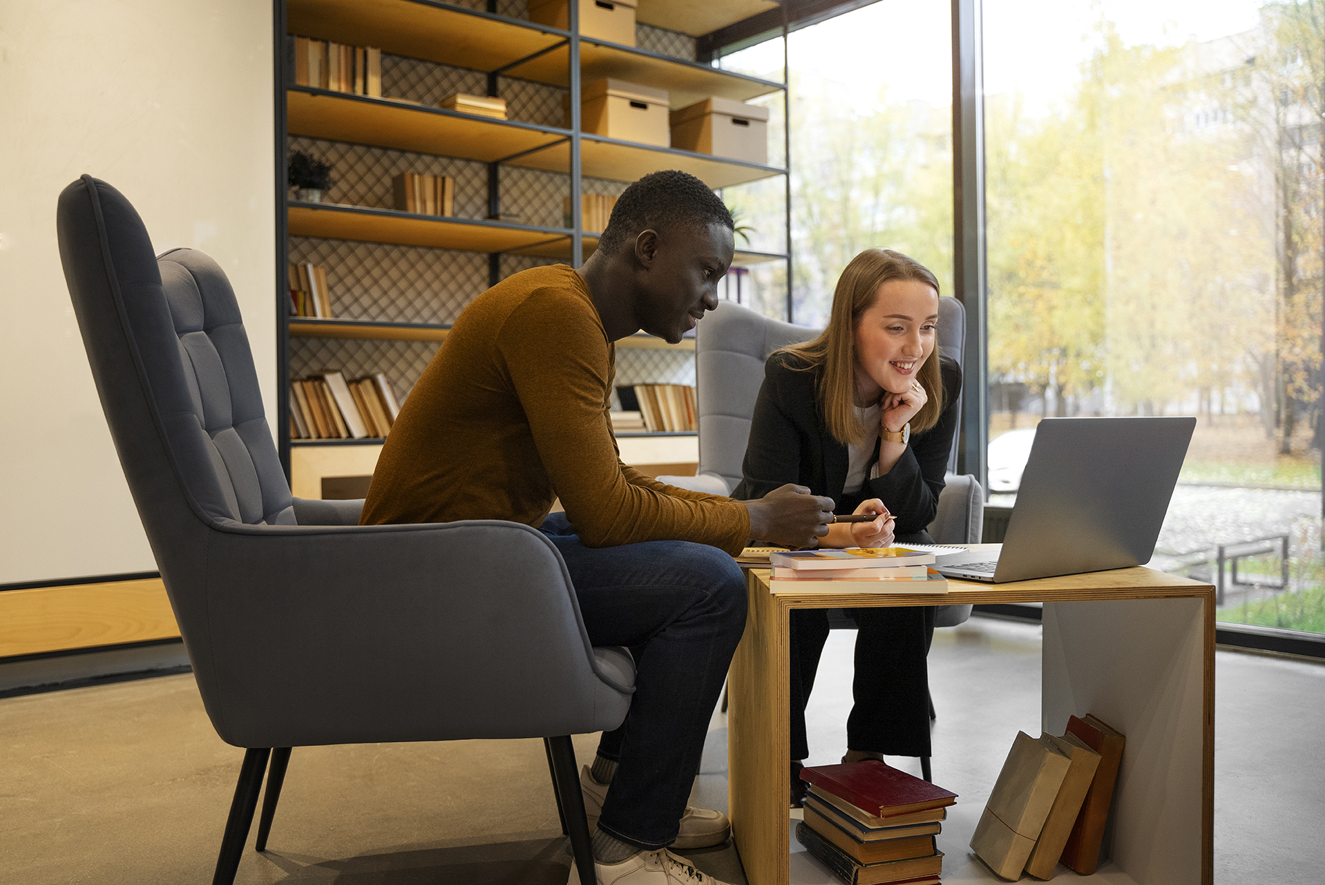 students studying together
