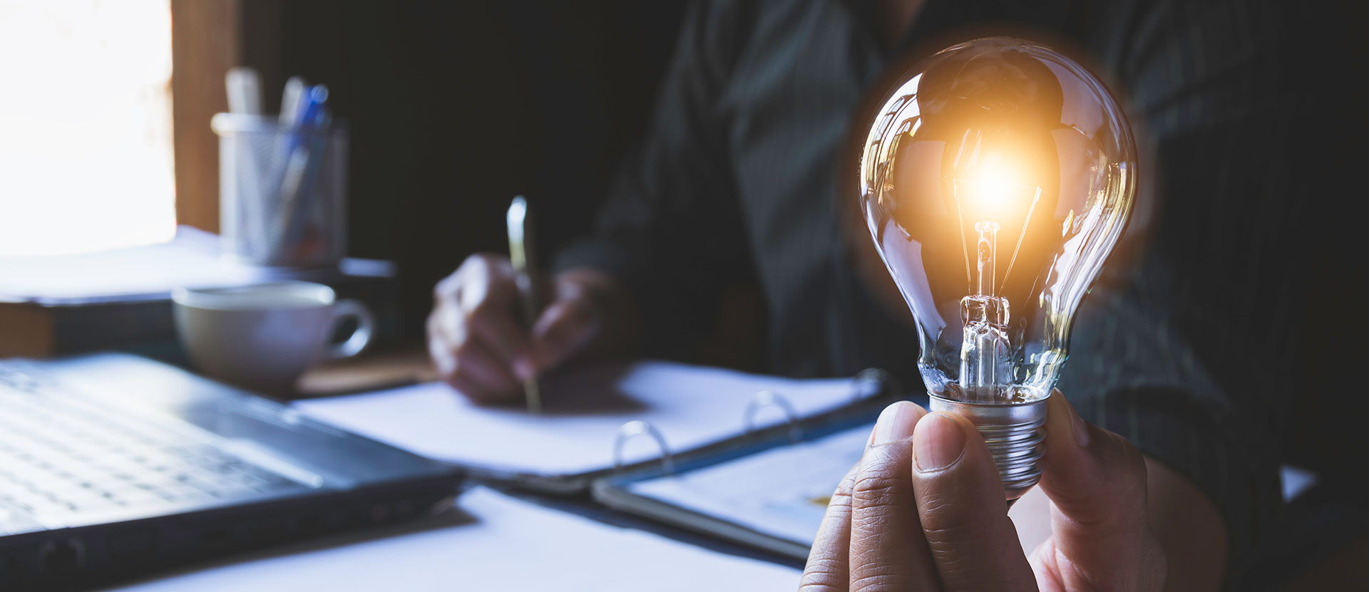 hand holding bulb for inspiration