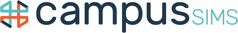 Logo of CampusSIMS featuring stylized pin icon, in teal and orange colors.