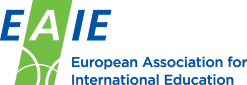 EAIE logo, short for European Association for International Education, with abstract green design.
