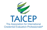 TAICEP logo with green and blue abstract design, standing for The Association for International Credential Evaluation Professionals.