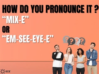 Confused group under a pronunciation query for 'MIX-E' or 'EM-SEE-EYE-E' against an orange backdrop.