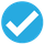 Icon of a light blue checkmark within a circular outline, symbolizing verification or completion.